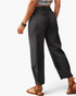 Beach Rose Co. washed black barrel leg jeans with panel seams, elastic back waistband, and cropped length