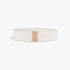 Beach Rose Co. white wide elastic waist belt featuring a textured band and a sleek rectangular gold-tone alloy clasp.