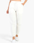 Beach Rose Co. white French Terry jogger pants with an elastic waistband, tapered fit, and side pockets.