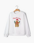 Beach Rose Co. white crewneck sweatshirt featuring a gingerbread man graphic with Cozy Christmas lettering.