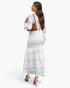 White Lace-Panel Long-Sleeve Maxi Dress