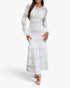 White Lace-Panel Long-Sleeve Maxi Dress