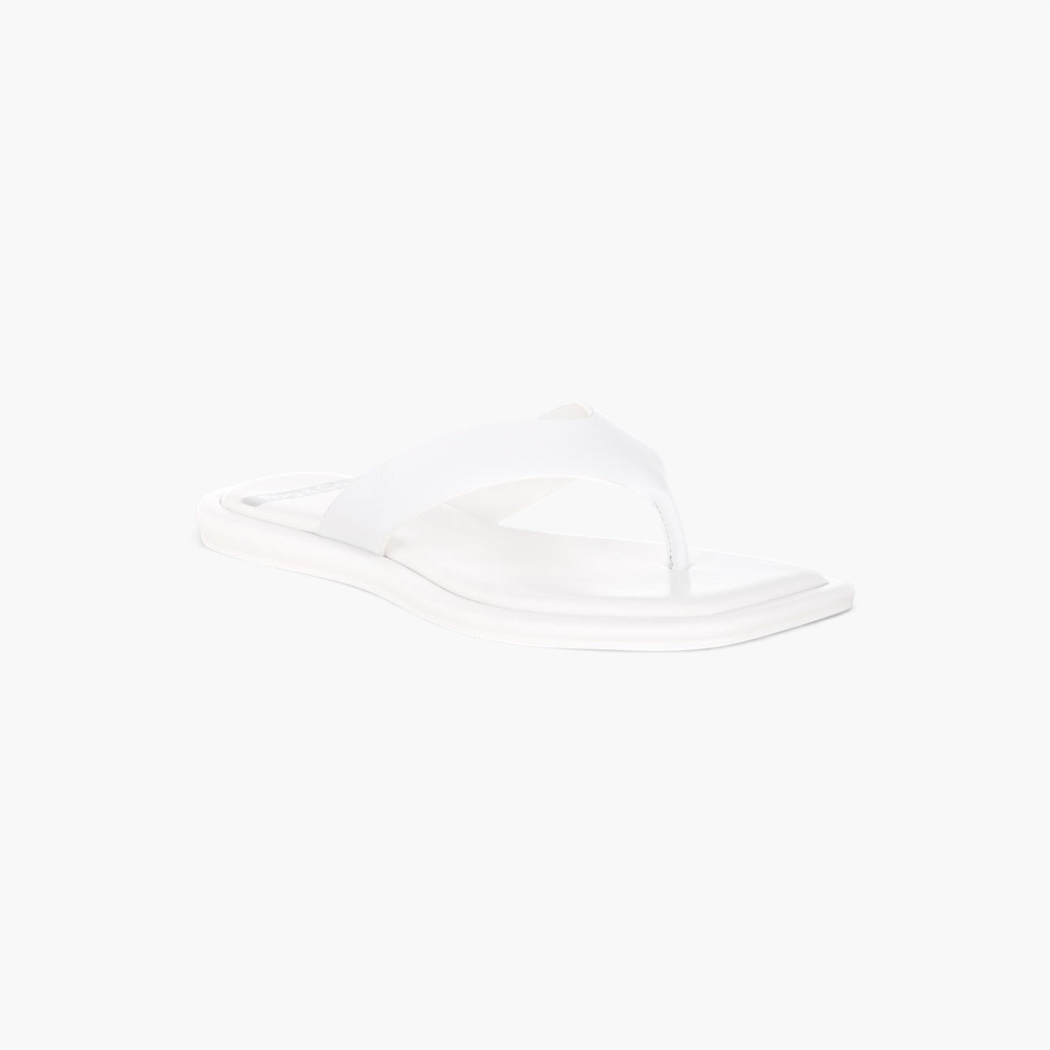 Beach Rose Co. white square-toe thong sandals with a flat sole and cushioned footbed in a slip-on style.