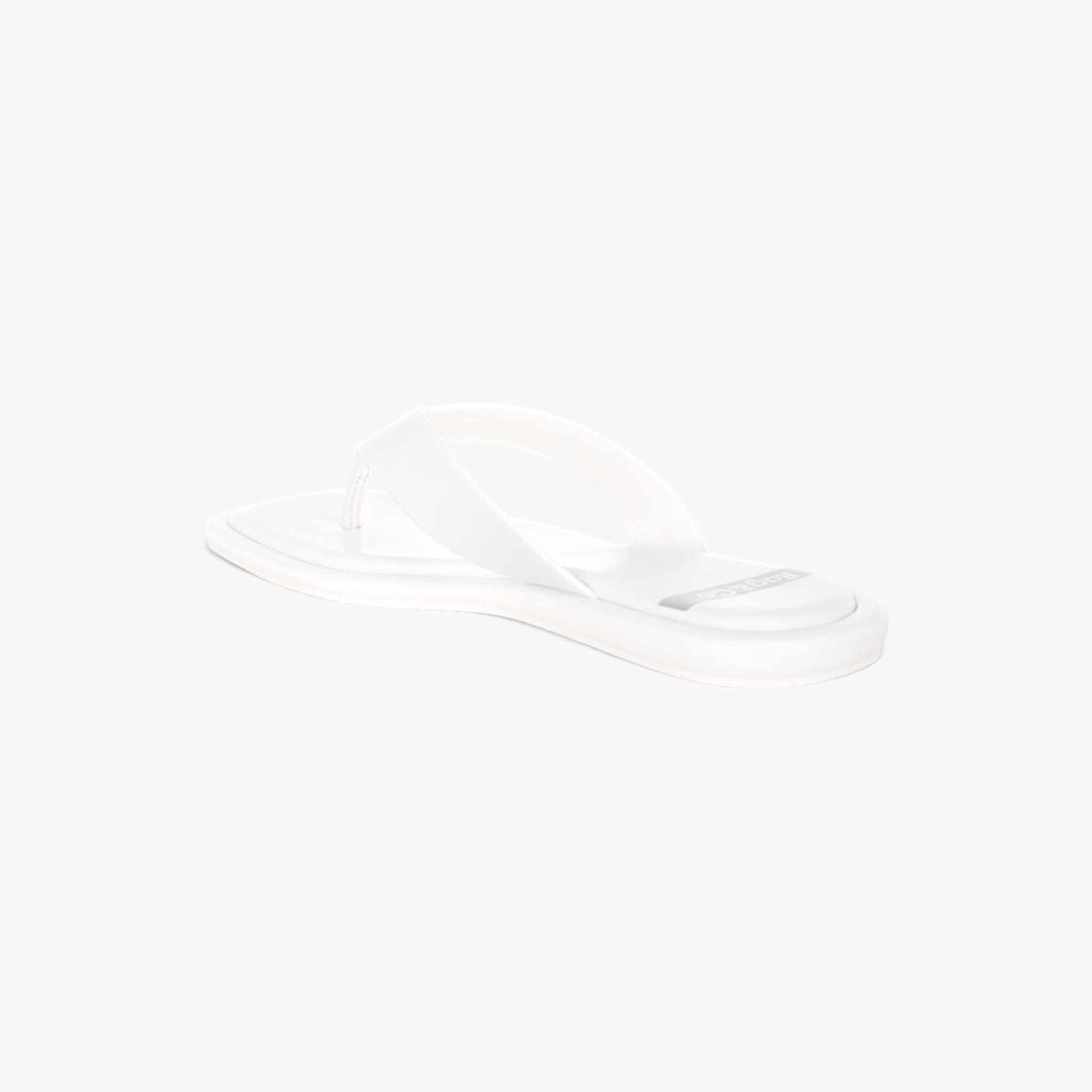 Beach Rose Co. white square-toe thong sandals with a flat cushioned sole and slip-on design