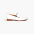Beach Rose Co. white patent pleather penny loafers with stud accents on the strap and a low block heel
