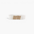 Beach Rose Co. white wide stretch belt with a gold geometric statement buckle and PU leather accents.