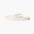 Beach Rose Co. white woven polyester belt featuring an oversized gold-tone alloy prong buckle and double keeper loops.