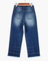 Beach Rose Co. medium wash high-rise wide-leg jeans with back pockets, seamed cuffs, and raw hems on a hanger.