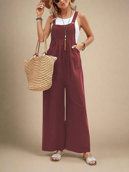 Beach Rose Co. - Wide Leg Overalls with Pockets