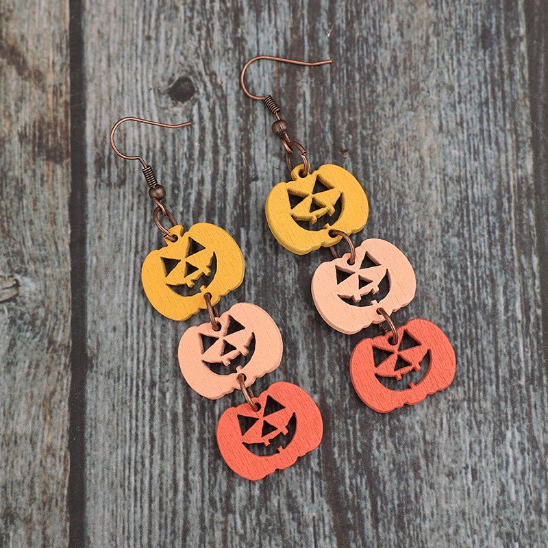 Beach Rose Co. - Wooden Contrast Pumpkin Dangle Earrings