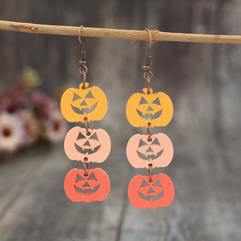 Beach Rose Co. - Wooden Contrast Pumpkin Dangle Earrings