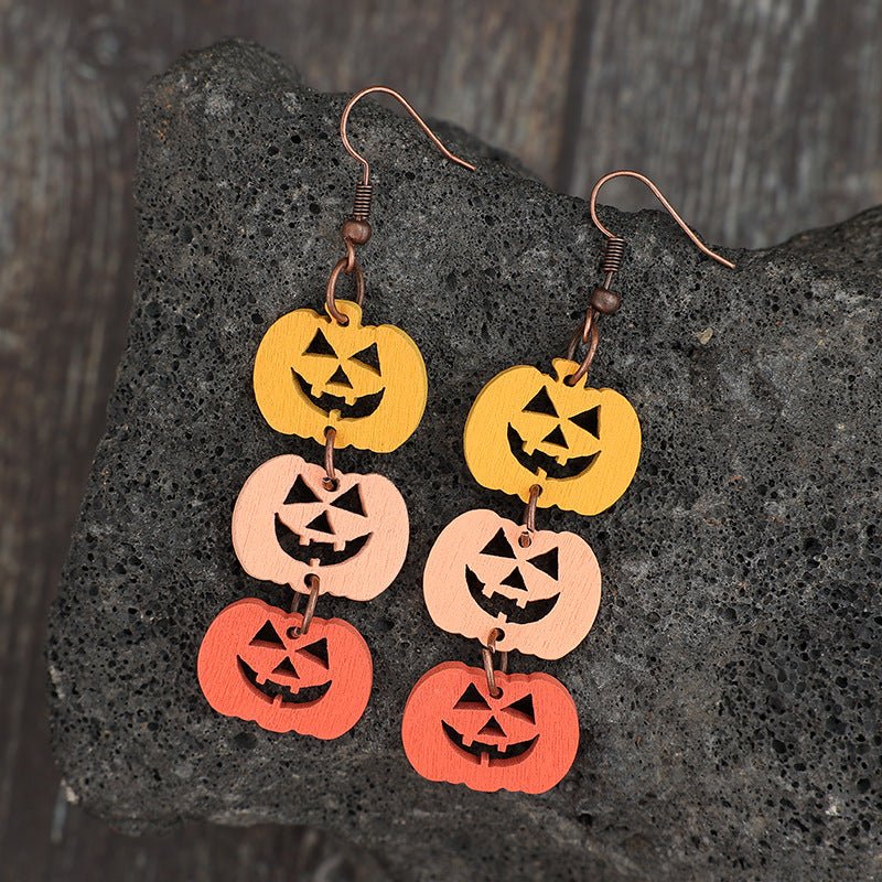 Beach Rose Co. - Wooden Contrast Pumpkin Dangle Earrings