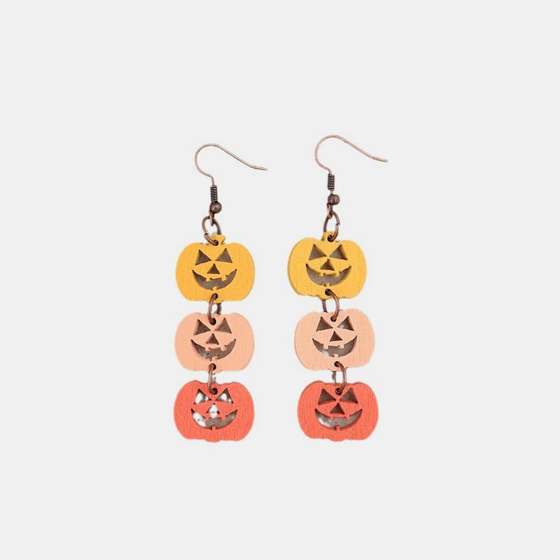 Beach Rose Co. - Wooden Contrast Pumpkin Dangle Earrings