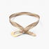 Beach Rose Co. woven polyester belt in beige with an oversized gold alloy prong buckle and double keeper loops.