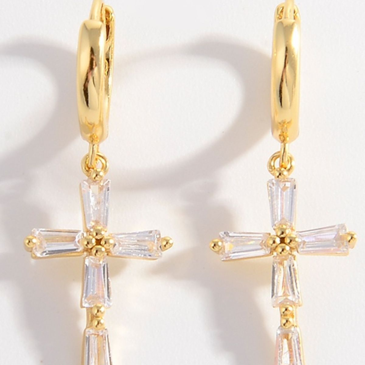 Beach Rose Co. - Zircon Cross Huggie Dangle Earrings