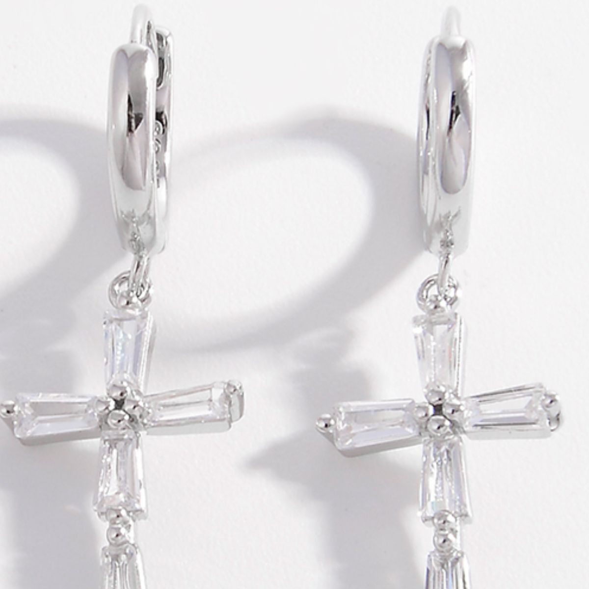 Beach Rose Co. - Zircon Cross Huggie Dangle Earrings