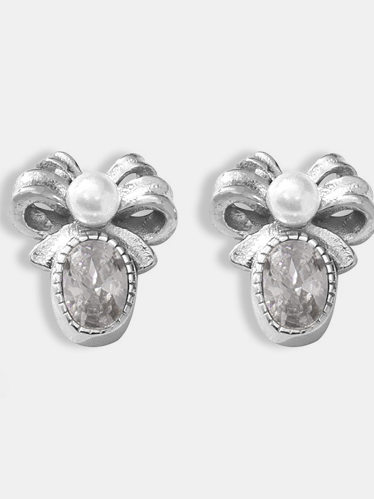 Beach Rose Co. - Zircon & Shell Bow Stud Earrings