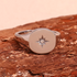 Beach Rose Co. gold-plated signet ring featuring a rounded face with an engraved starburst and clear zircon center.