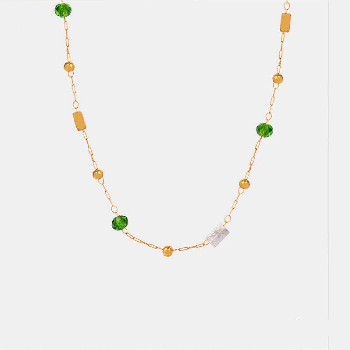 Beach Rose Co.Beaded Natural Stone Gold Necklace