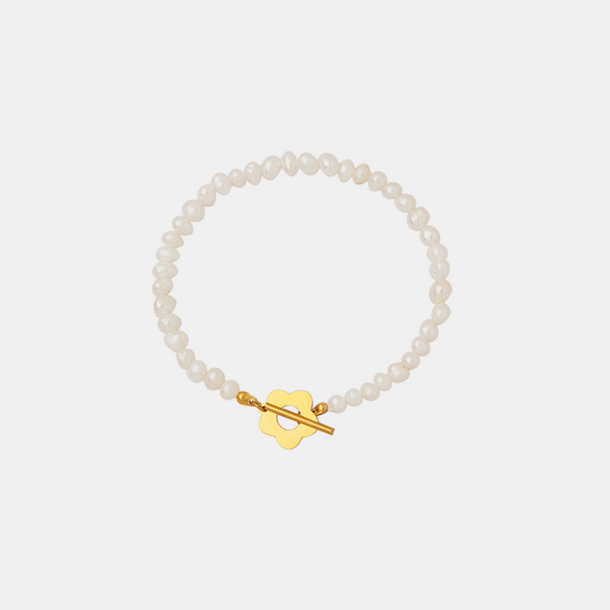 Beach Rose Co.Freshwater Pearl & Gold Flower Charm Bracelet