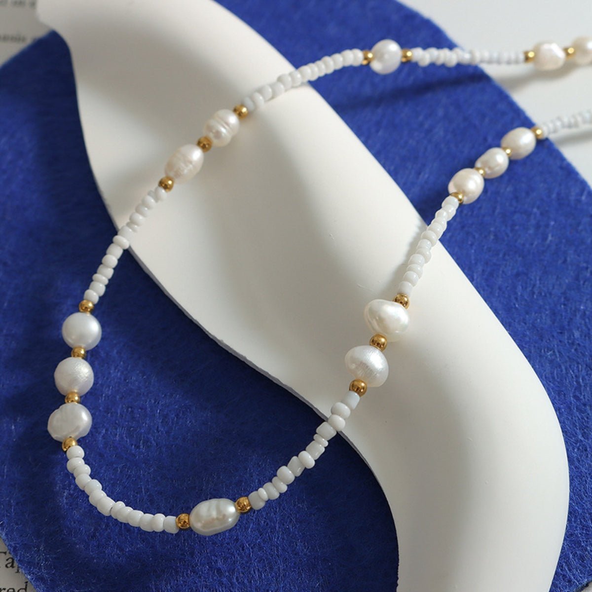 Beach Rose Co.Glass Bead & Freshwater Pearl Necklace