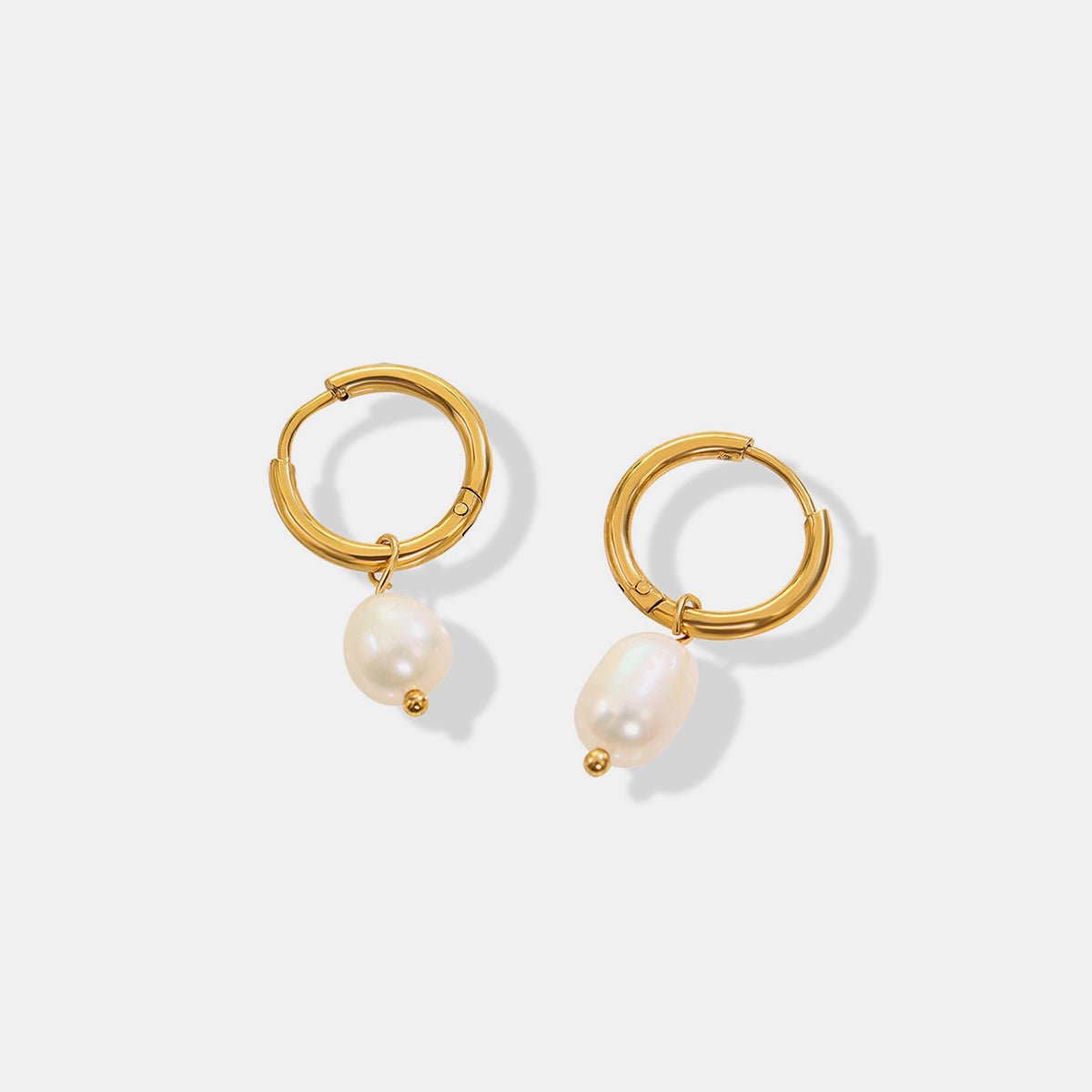 Beach Rose Co.Gold Pearl Huggie Drop Earrings