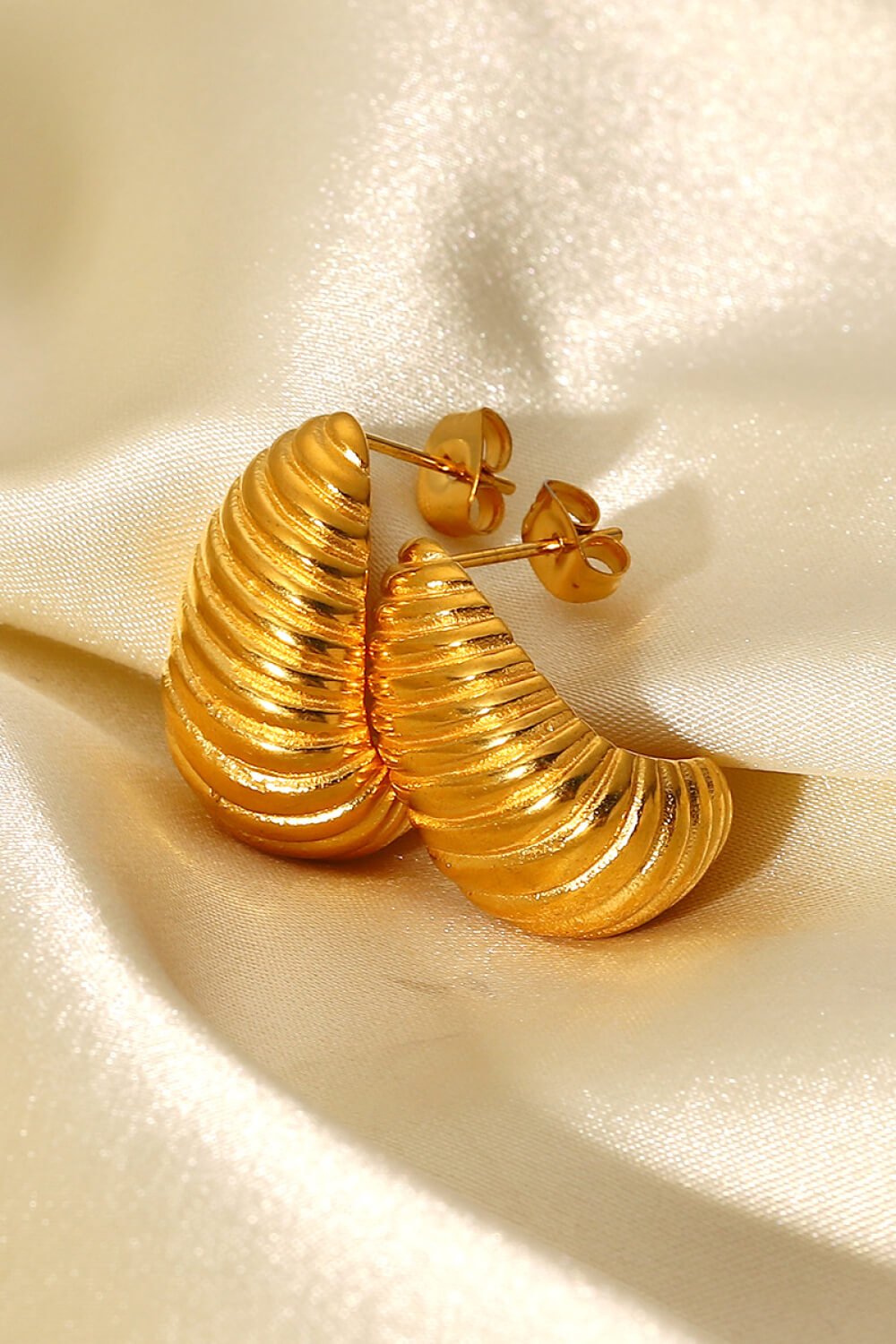 Beach Rose Co.Gold Shell Shore Spiral Stud Earrings