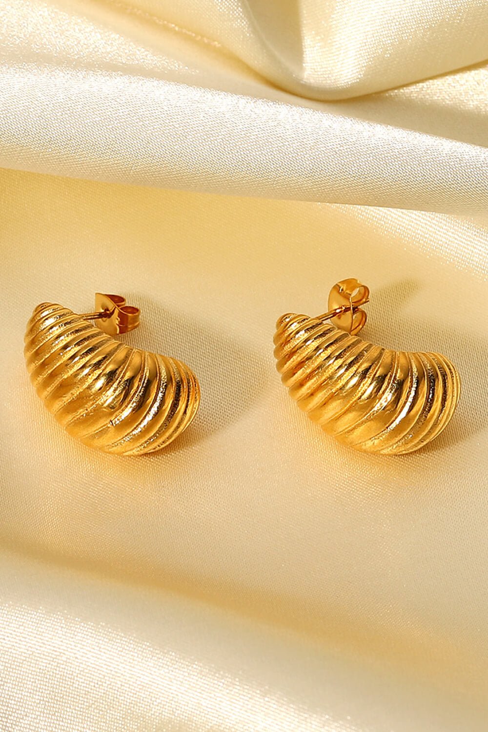 Beach Rose Co.Gold Shell Shore Spiral Stud Earrings