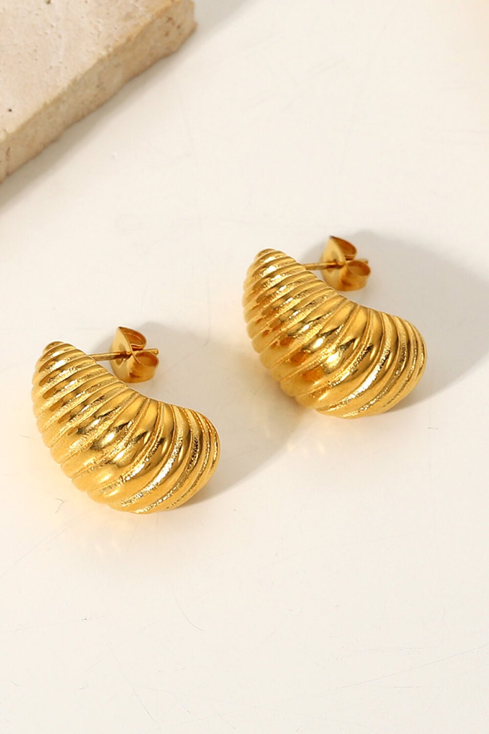 Beach Rose Co.Gold Shell Shore Spiral Stud Earrings