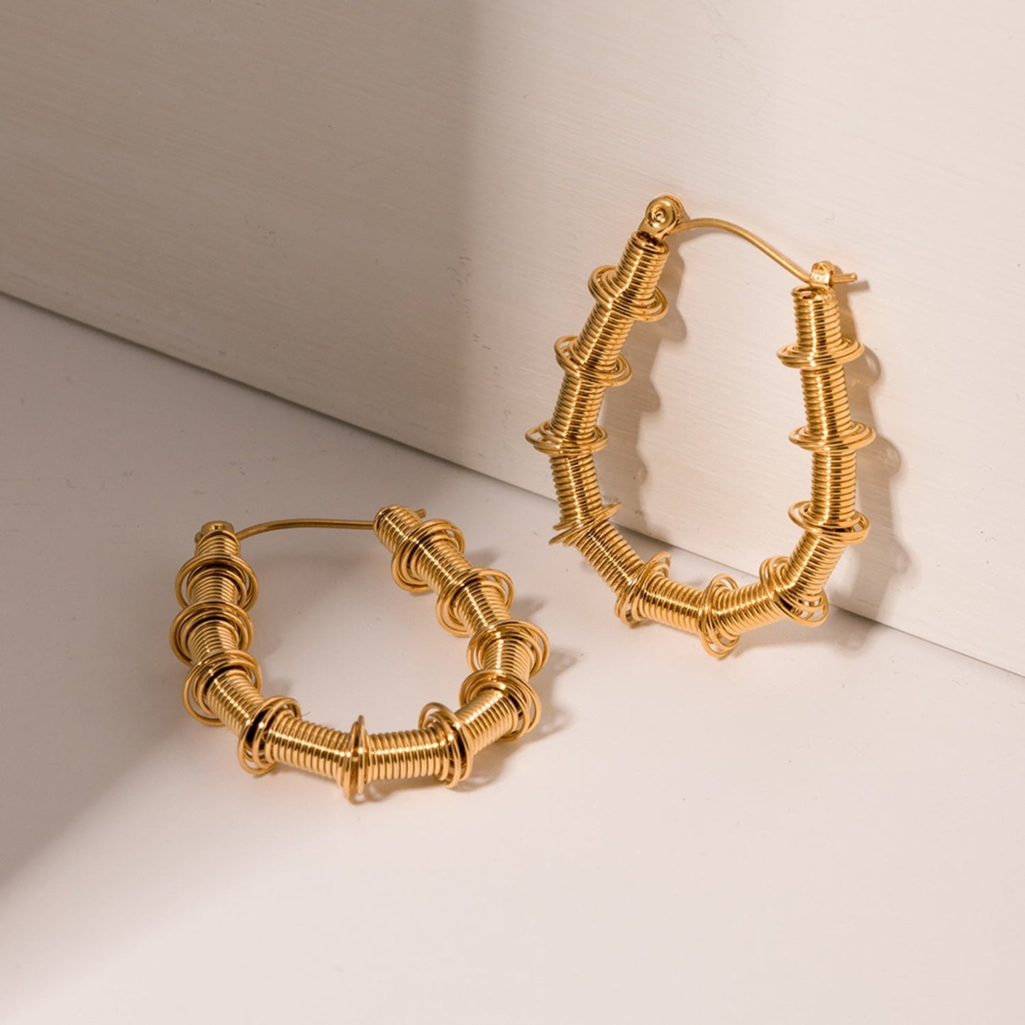 Beach Rose Co.Gold Spiral Detail Hoop Earrings