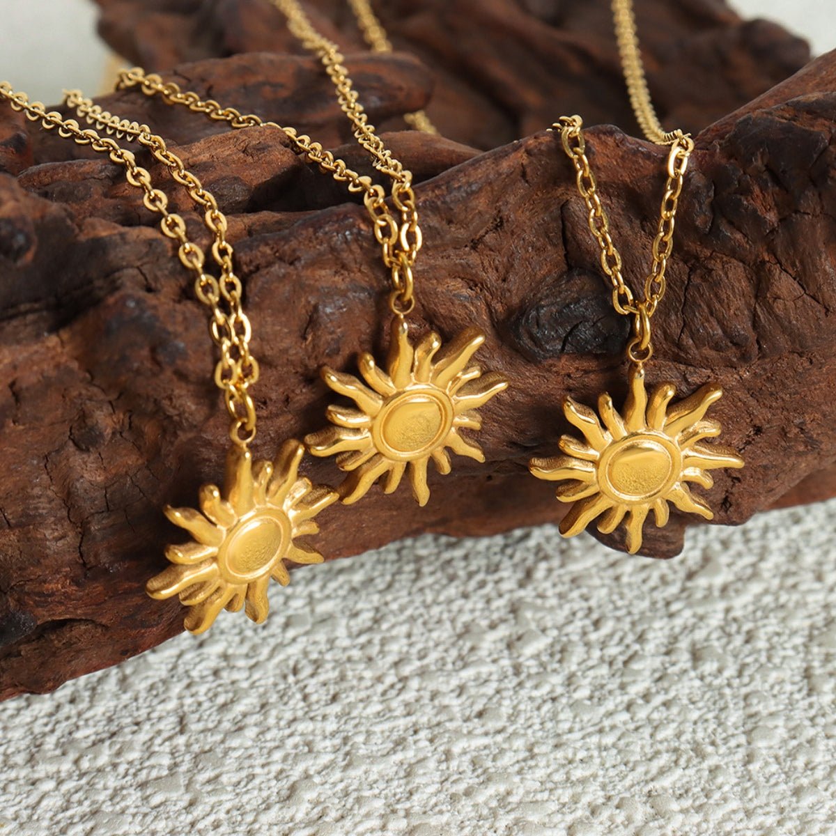 Beach Rose Co.Gold Sunburst Pendant Necklace