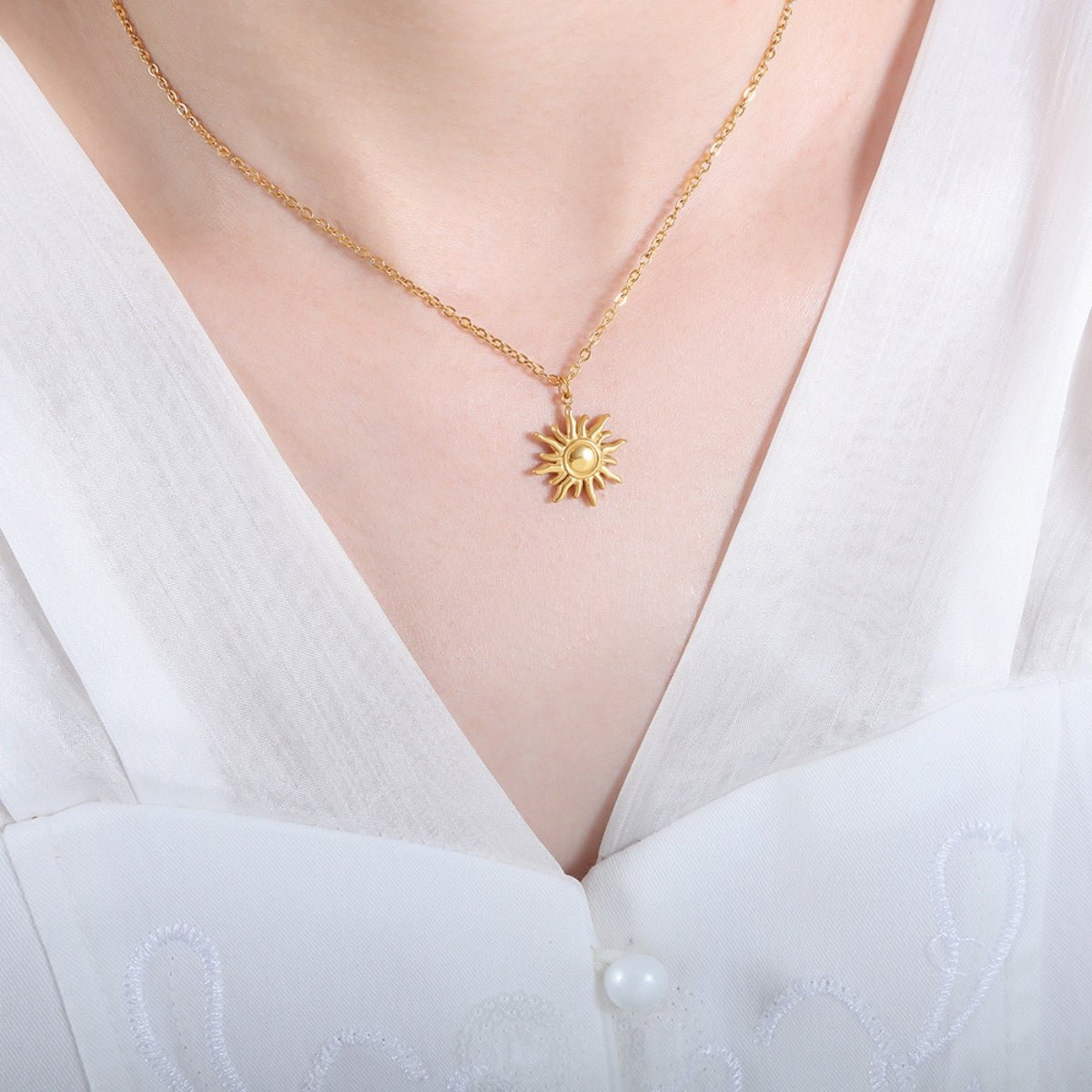 Beach Rose Co.Gold Sunburst Pendant Necklace