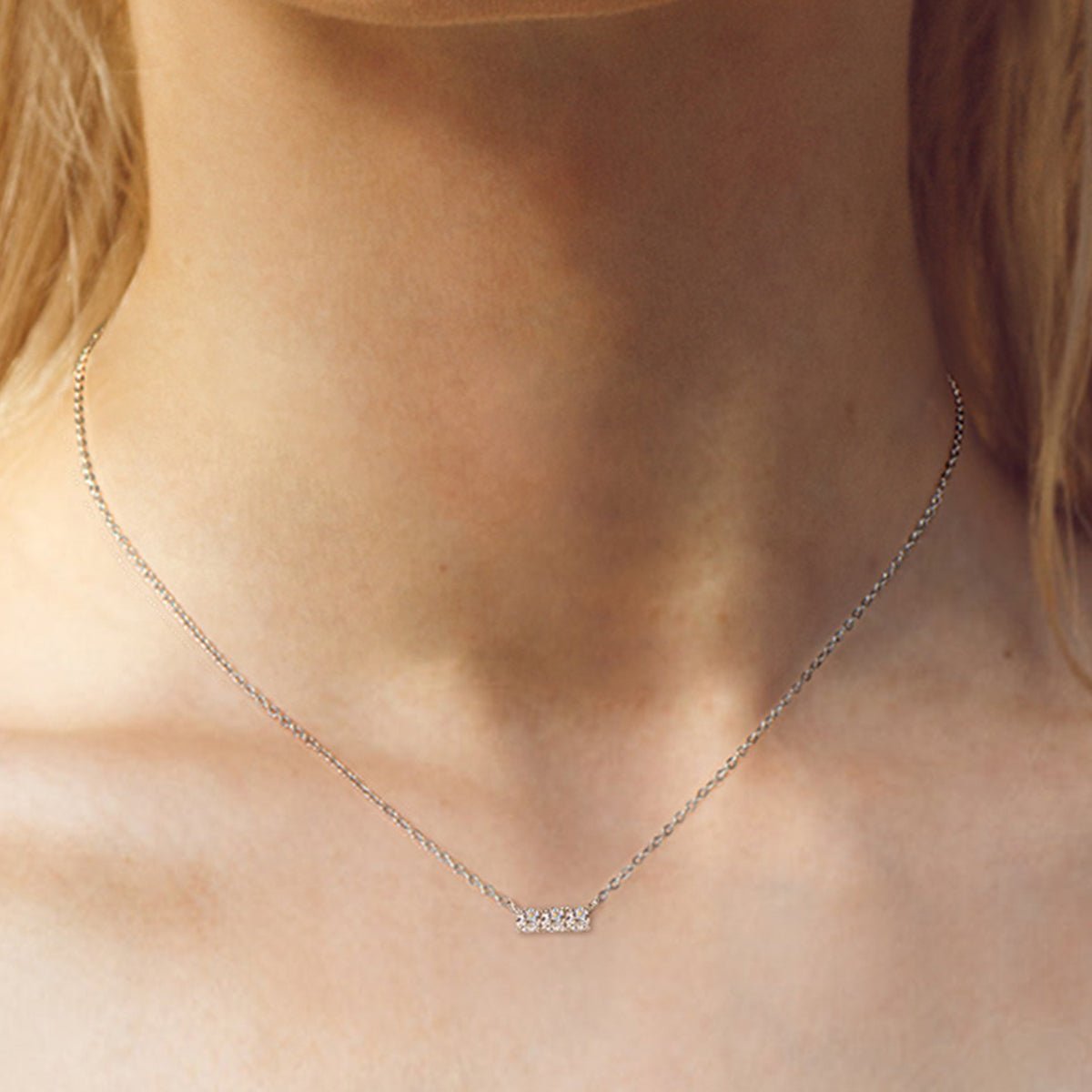 Beach Rose Co.Inlaid Moissanite Bar Necklace