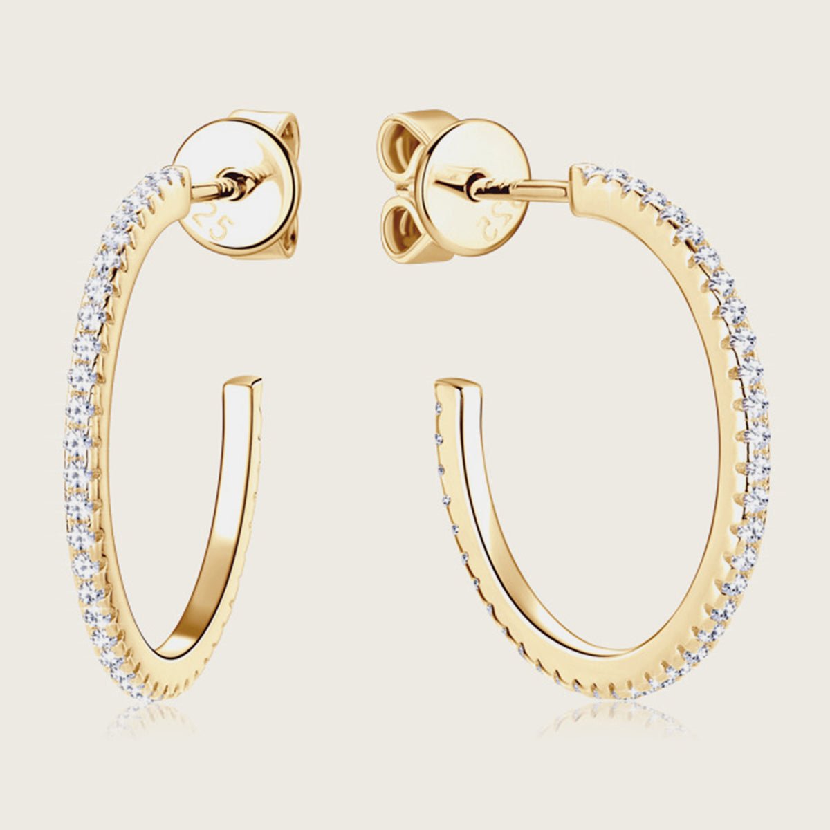 Beach Rose Co.Inlaid Moissanite C - Hoop Earrings