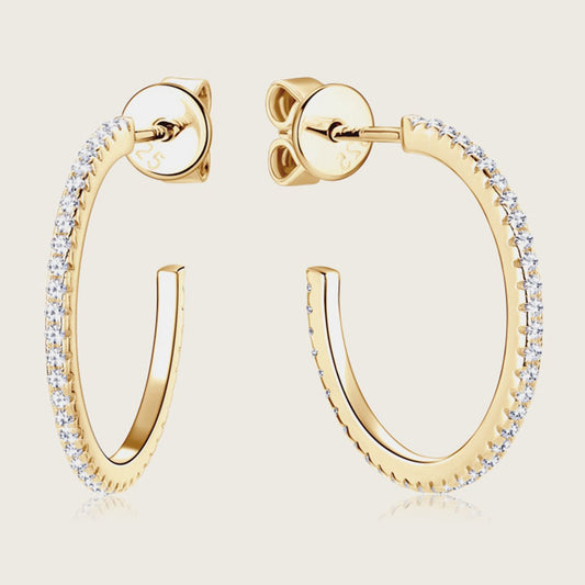 Beach Rose Co.Inlaid Moissanite C - Hoop Earrings