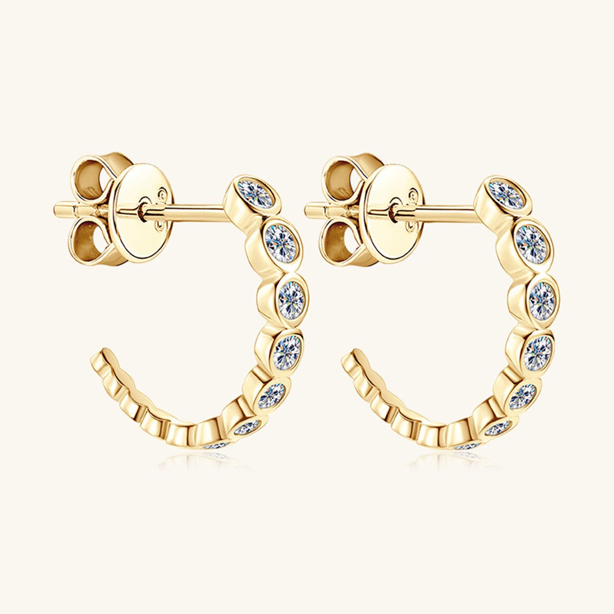 Beach Rose Co.Inlaid Moissanite C - Hoop Earrings