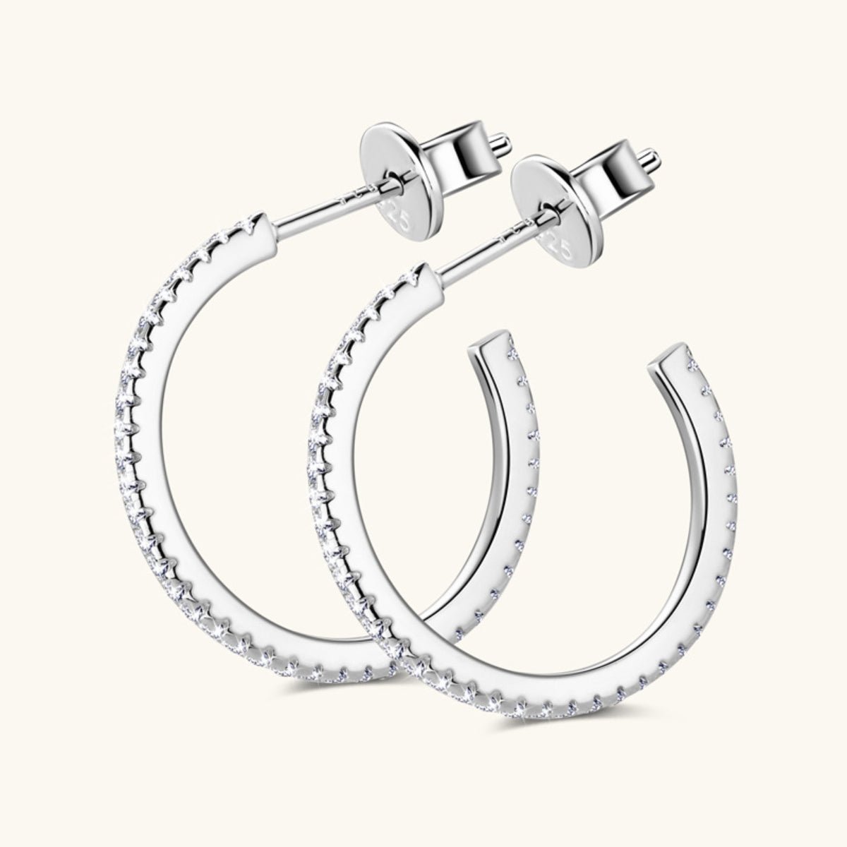 Beach Rose Co.Inlaid Moissanite C - Hoop Earrings