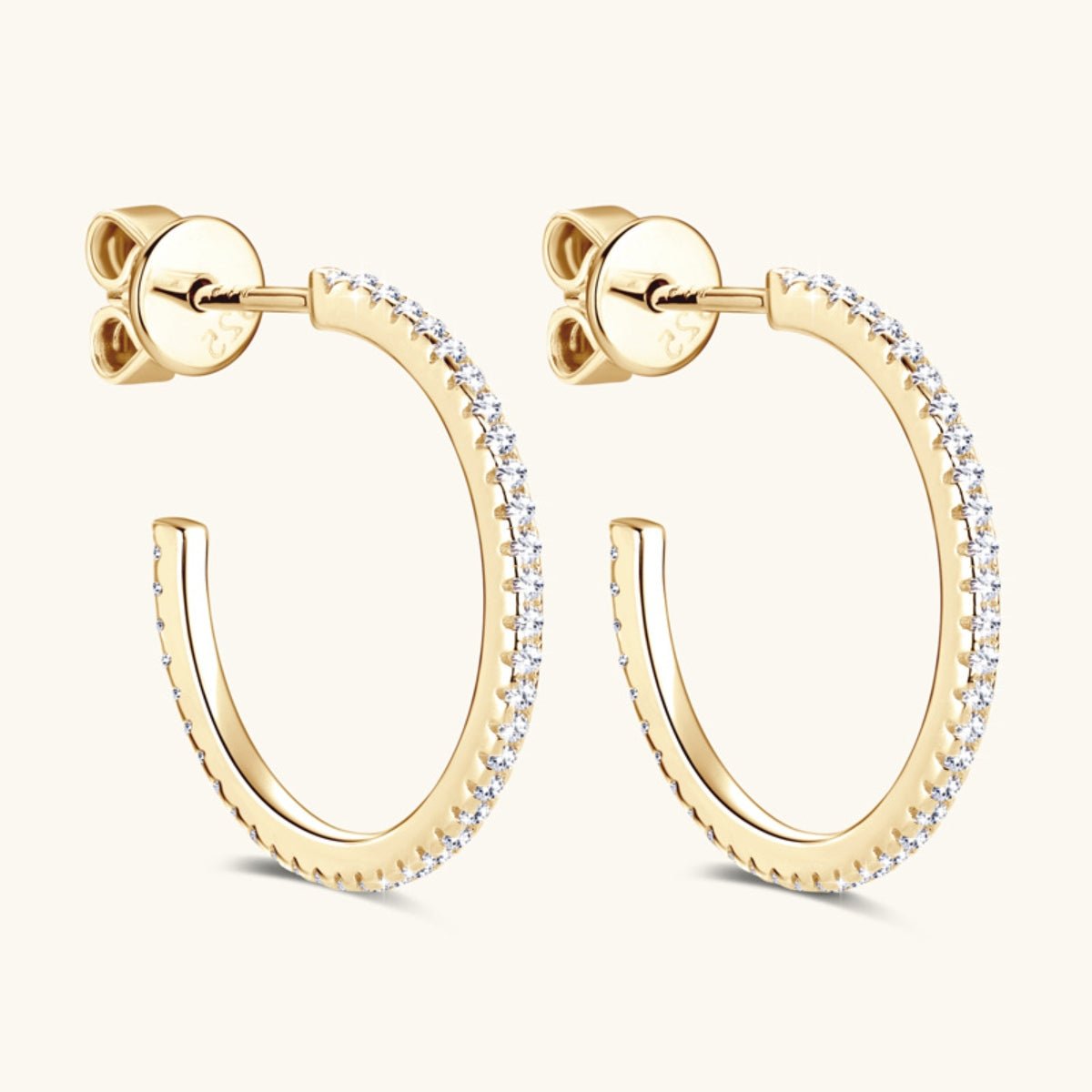 Beach Rose Co.Inlaid Moissanite C - Hoop Earrings