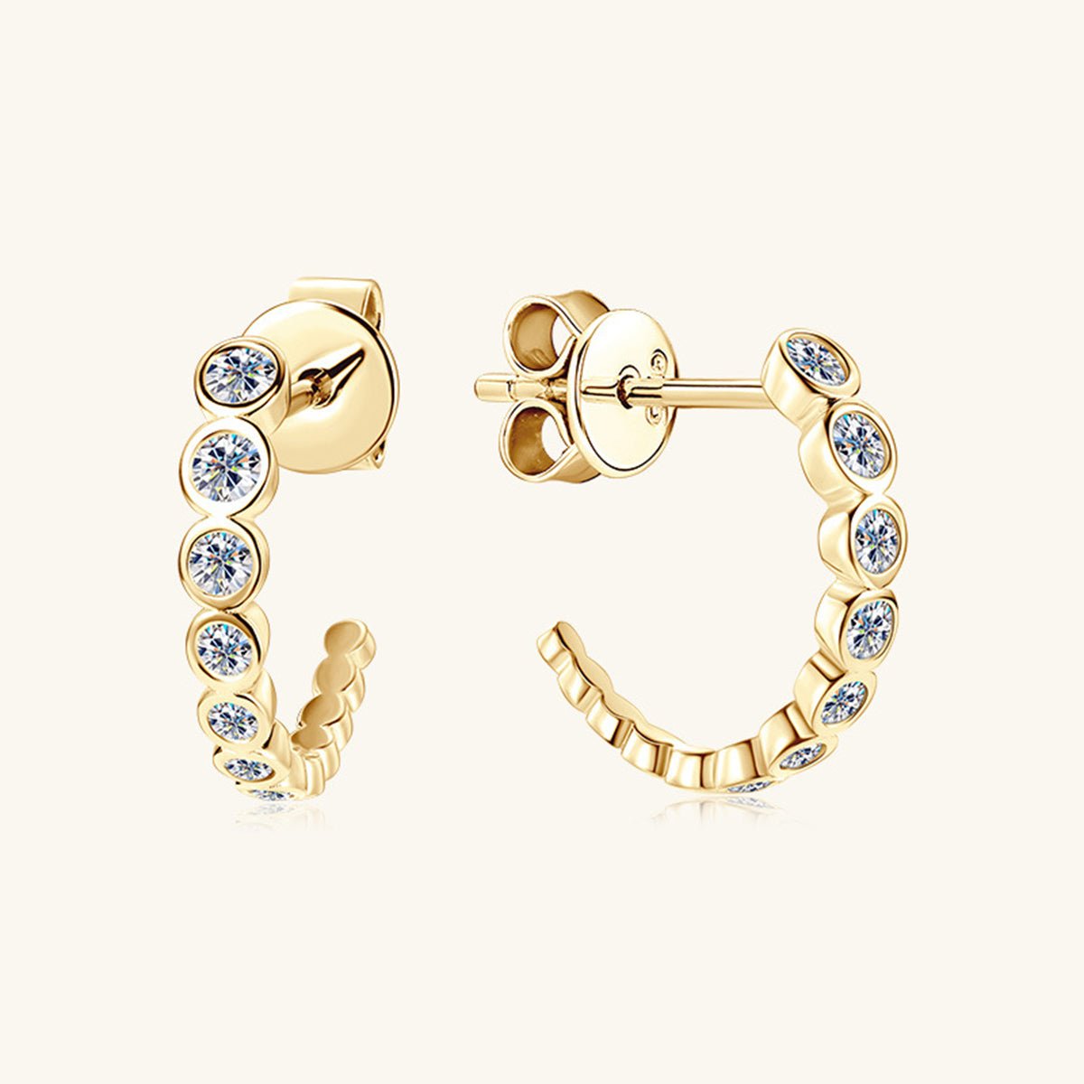 Beach Rose Co.Inlaid Moissanite C - Hoop Earrings