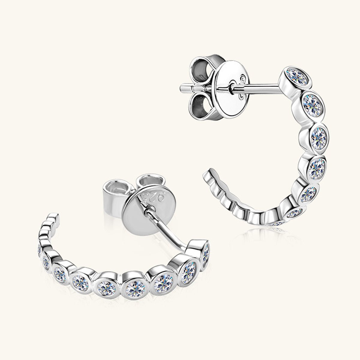 Beach Rose Co.Inlaid Moissanite C - Hoop Earrings