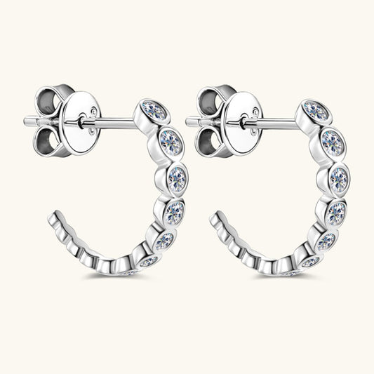 Beach Rose Co.Inlaid Moissanite C - Hoop Earrings