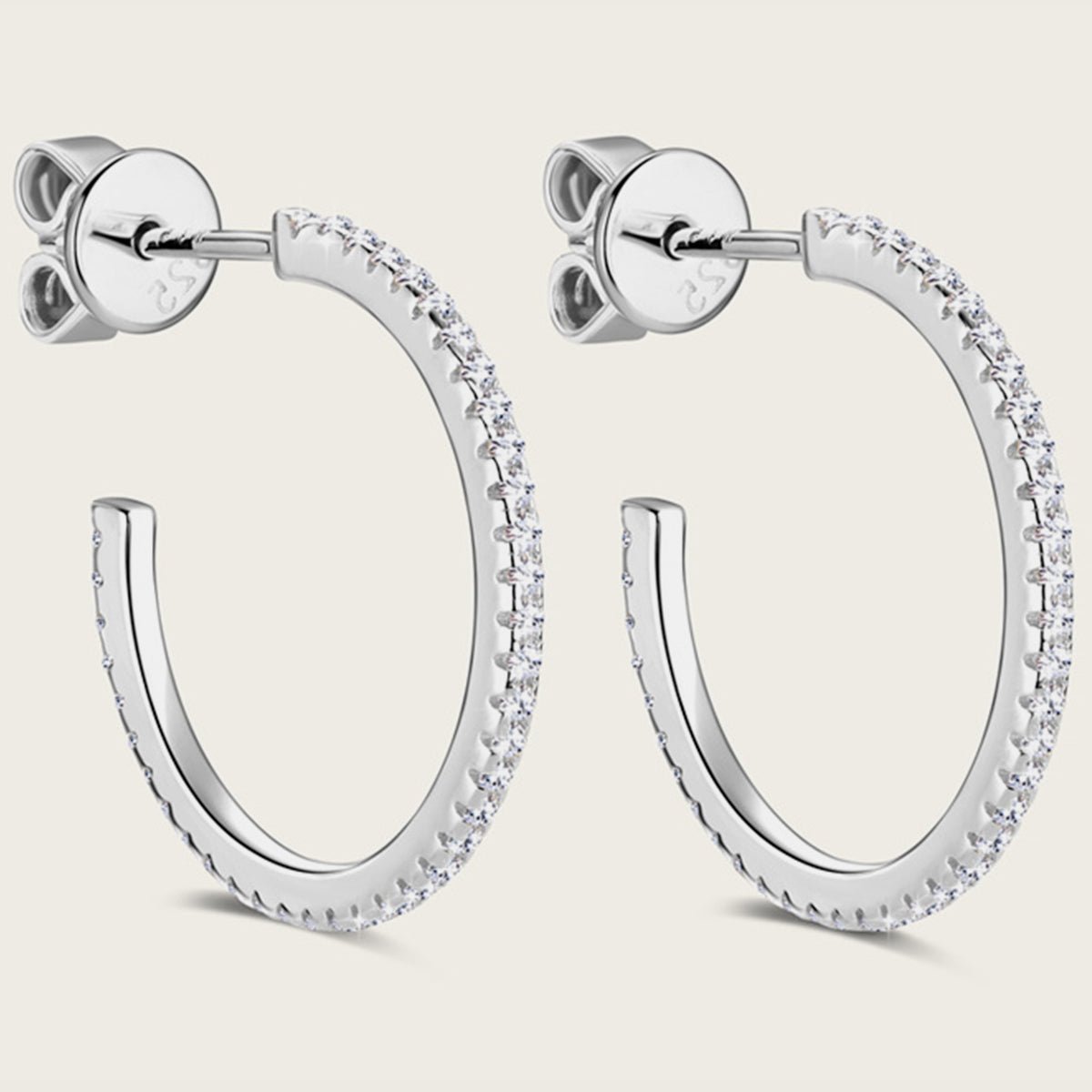 Beach Rose Co.Inlaid Moissanite C - Hoop Earrings