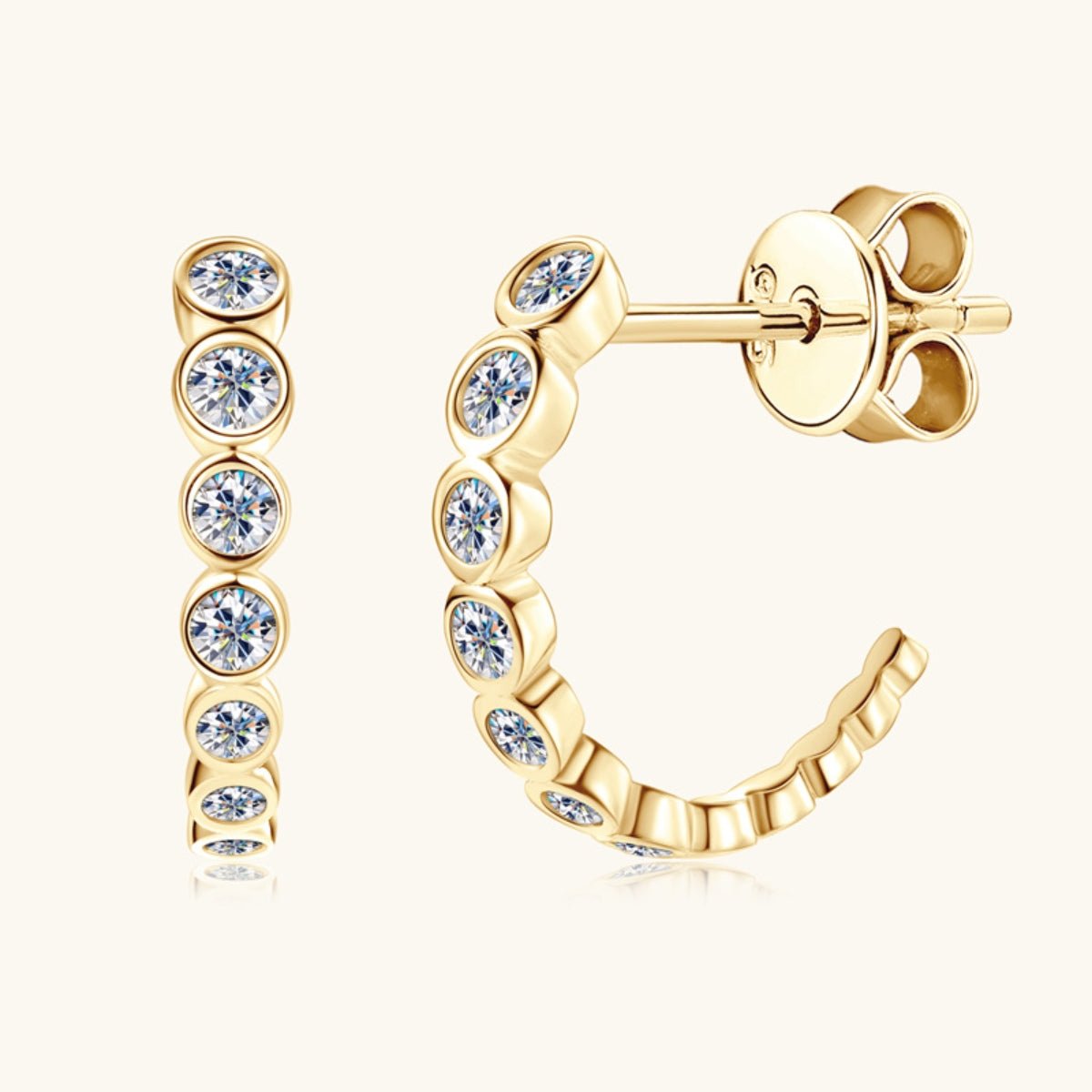 Beach Rose Co.Inlaid Moissanite C - Hoop Earrings