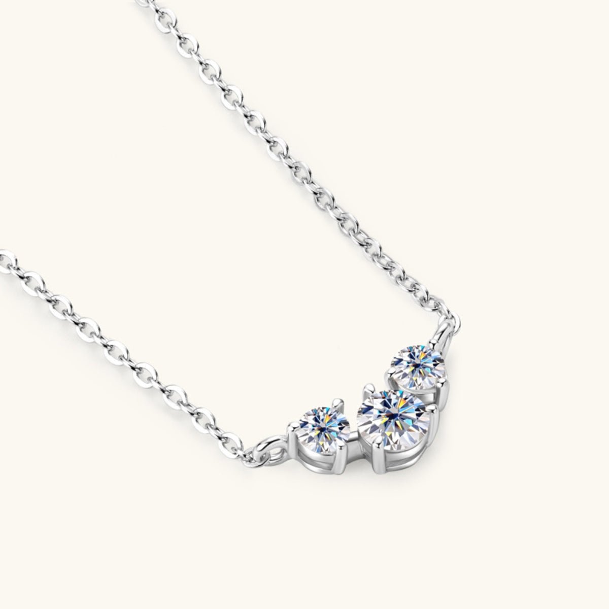 Beach Rose Co.Inlaid Moissanite Three - Stone Necklace