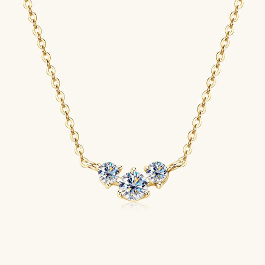 Beach Rose Co.Inlaid Moissanite Three - Stone Necklace