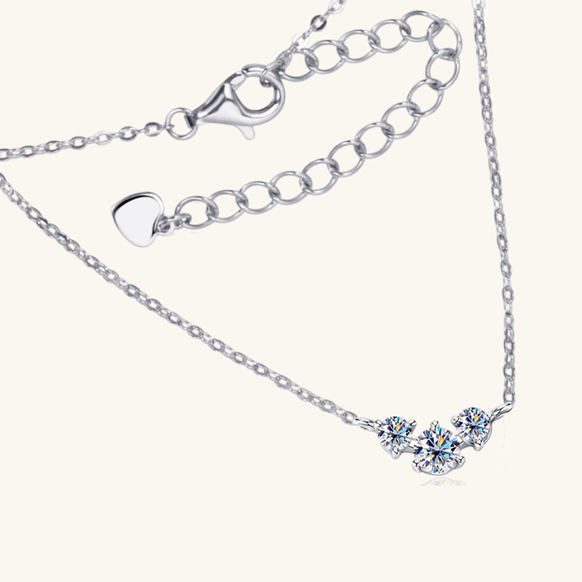 Beach Rose Co.Inlaid Moissanite Three - Stone Necklace