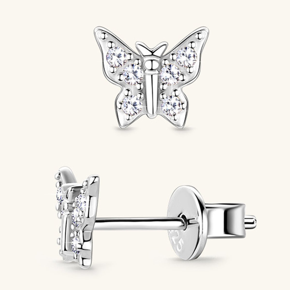 Beach Rose Co.Moissanite Butterfly Stud Earrings