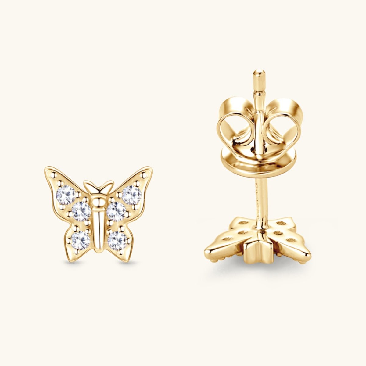 Beach Rose Co.Moissanite Butterfly Stud Earrings