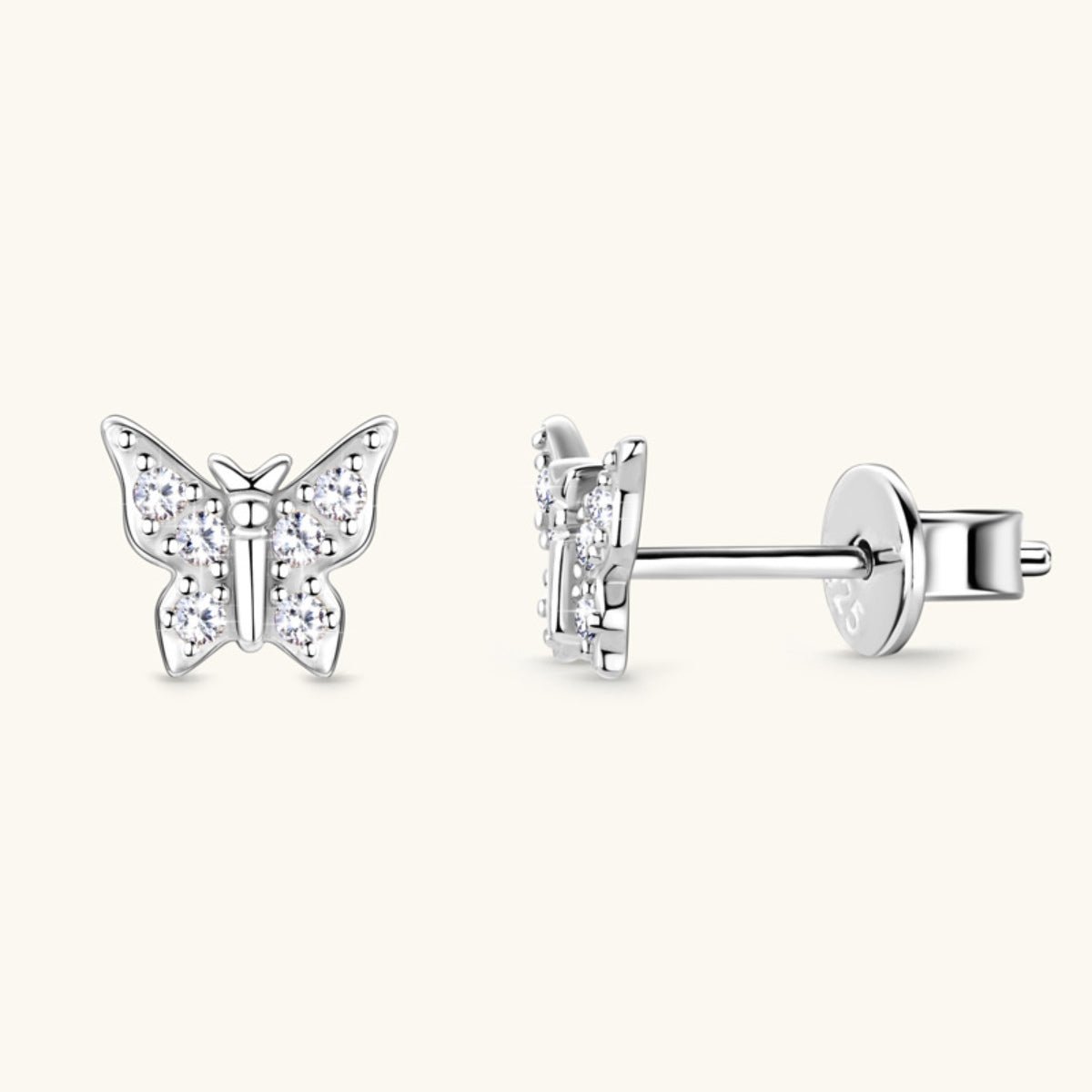 Beach Rose Co.Moissanite Butterfly Stud Earrings