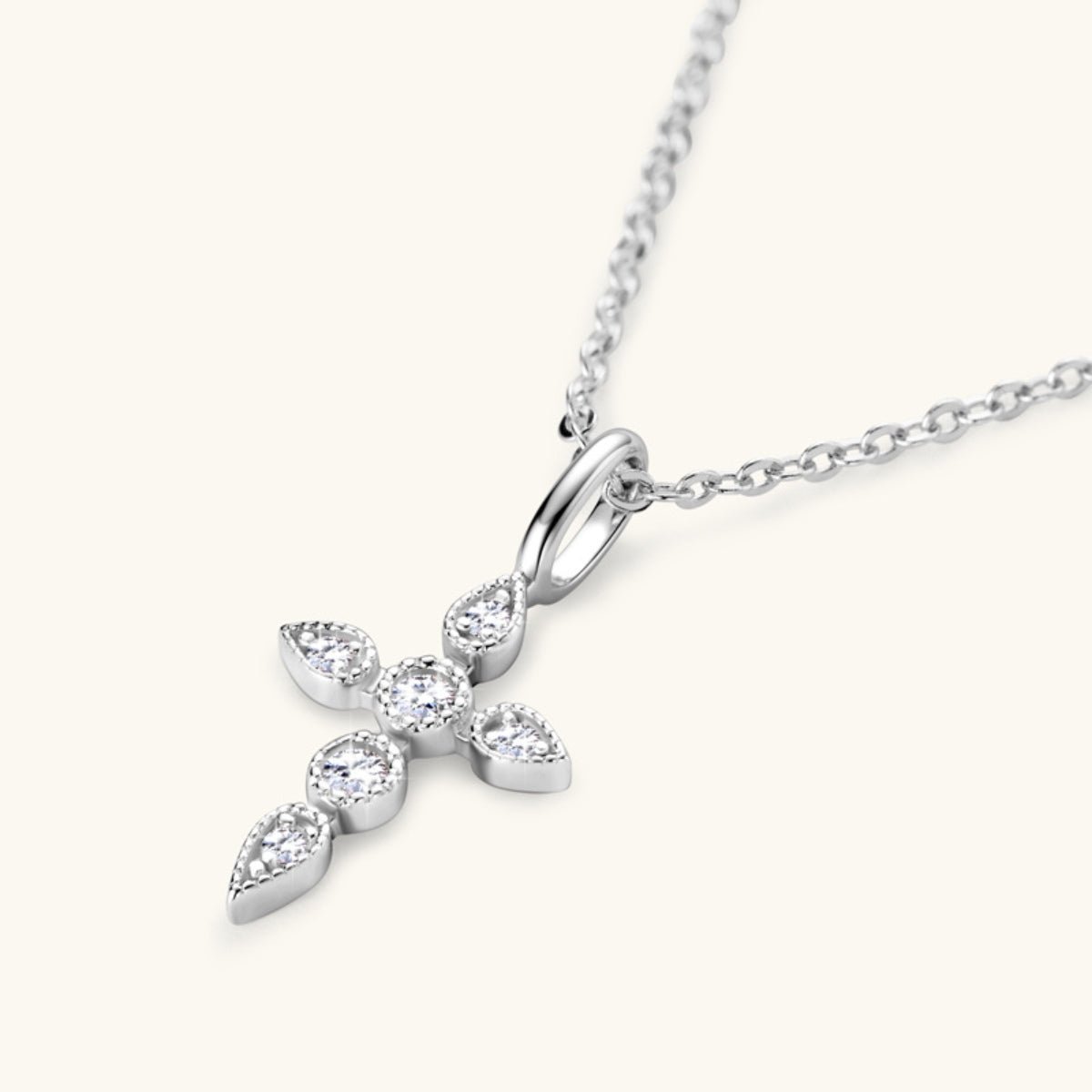 Beach Rose Co.Moissanite Cross Pendant Necklace